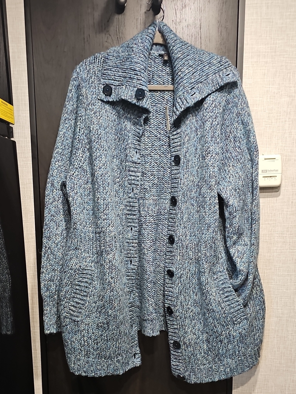 Talbots Blue Marled Button-Front Cardigan